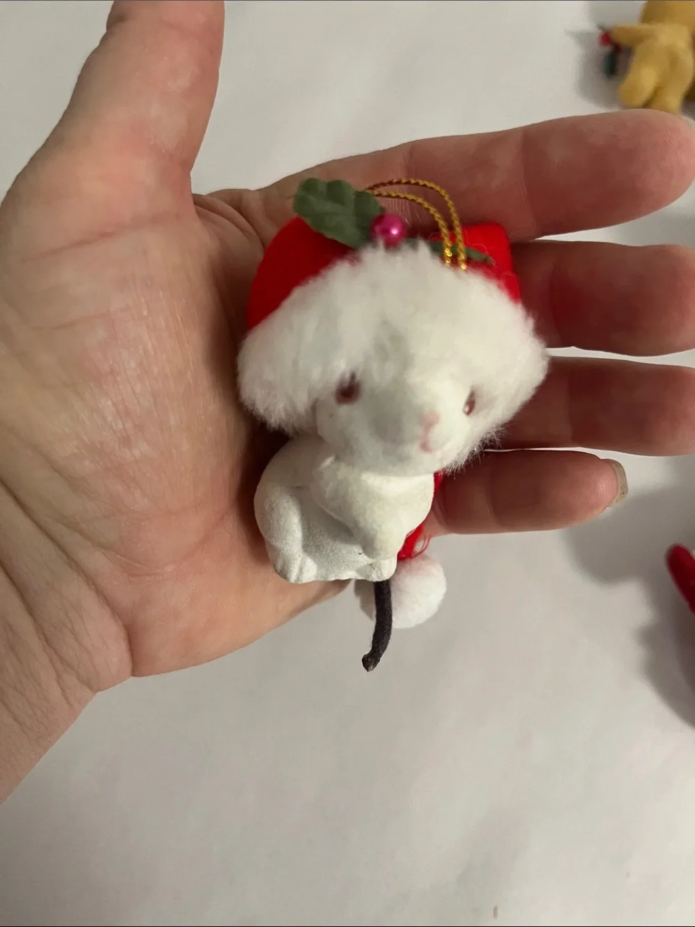 7 vintage flocked ornaments